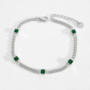 Bracelet émeraude argent Bracelet Émeraude